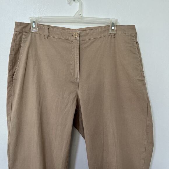 Eileen Fisher Cotton Hemp Cropped Straight Leg Pants Size L Tan Career Neutral - Picture 3 of 8